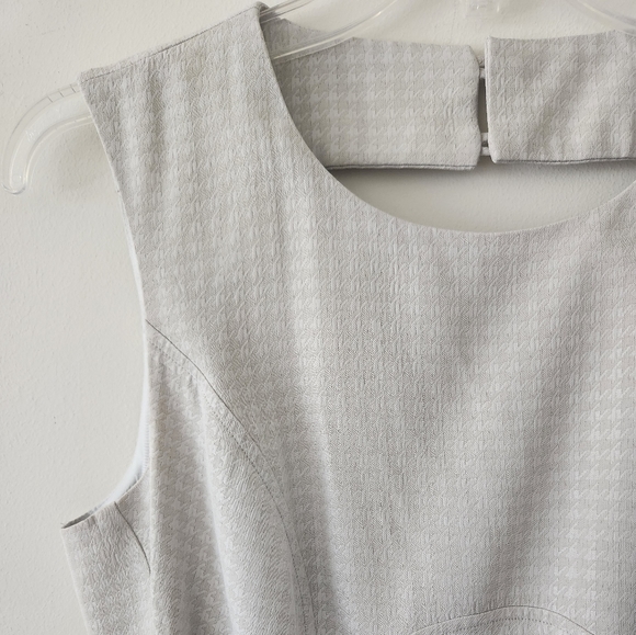 Reiss Natalie Houndstooth Keyhole Back A Line Mini Dress Silver Grey 10 - Picture 6 of 10